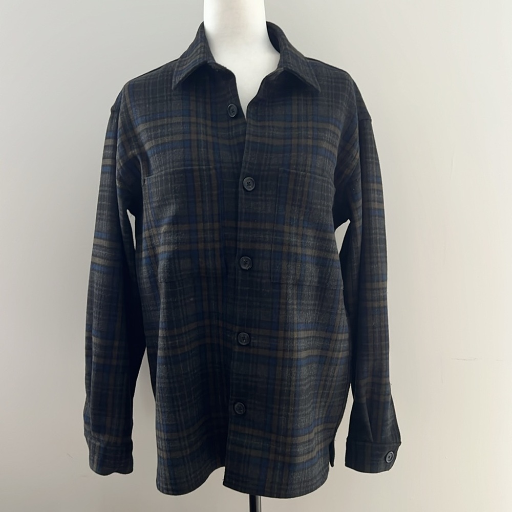 Zara Men’s Plaid Casual Relaxed Fit Button Up Shacket Size M BNWT